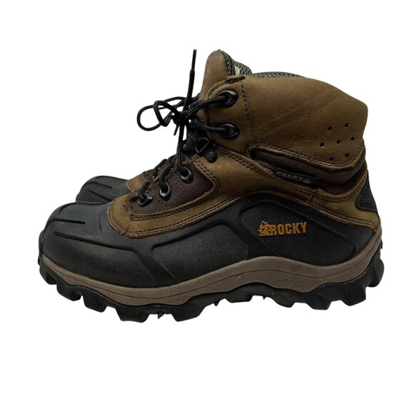 Rocky Men's 9.5 W 6" Mid Outdoor Brown Leather Work Hunting Hiking Rugged Boots - Picture 3 of 10